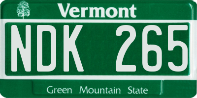 VT license plate NDK265