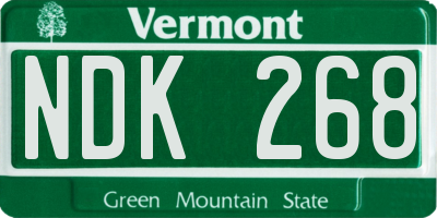VT license plate NDK268