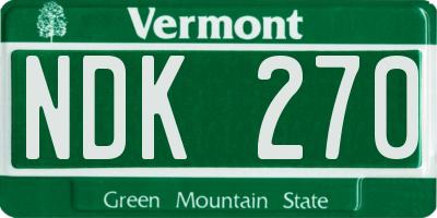 VT license plate NDK270