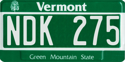 VT license plate NDK275