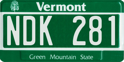 VT license plate NDK281