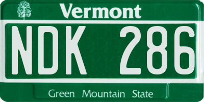 VT license plate NDK286