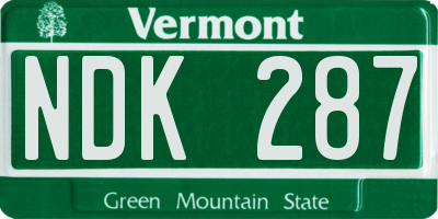 VT license plate NDK287