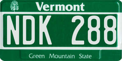 VT license plate NDK288
