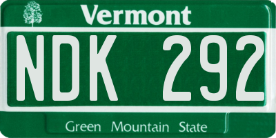VT license plate NDK292