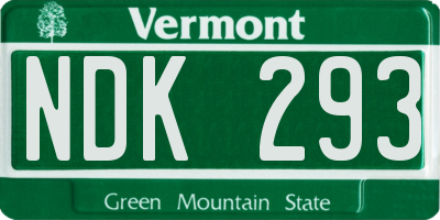 VT license plate NDK293
