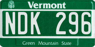VT license plate NDK296