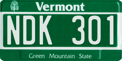 VT license plate NDK301