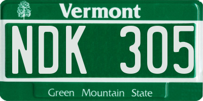 VT license plate NDK305