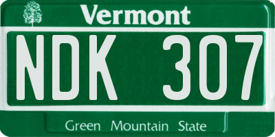 VT license plate NDK307