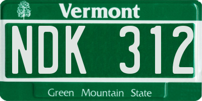 VT license plate NDK312