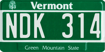VT license plate NDK314