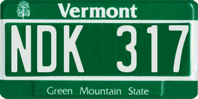 VT license plate NDK317