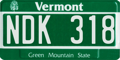 VT license plate NDK318