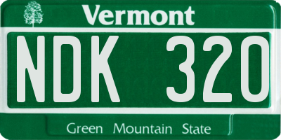 VT license plate NDK320