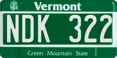 VT license plate NDK322