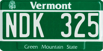 VT license plate NDK325