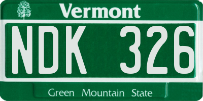 VT license plate NDK326