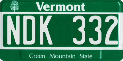 VT license plate NDK332