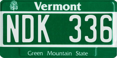 VT license plate NDK336