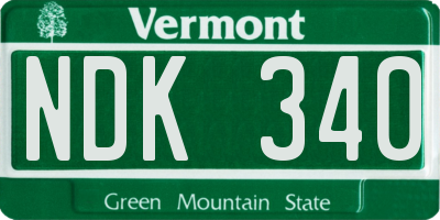 VT license plate NDK340