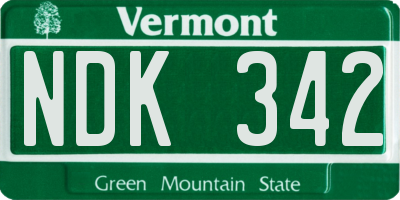 VT license plate NDK342