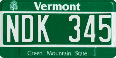 VT license plate NDK345