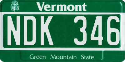 VT license plate NDK346