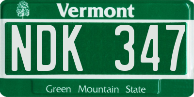 VT license plate NDK347