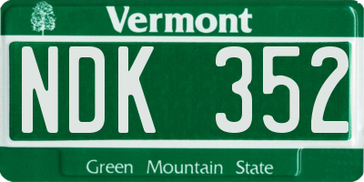 VT license plate NDK352