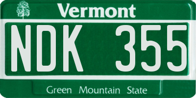 VT license plate NDK355
