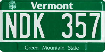 VT license plate NDK357