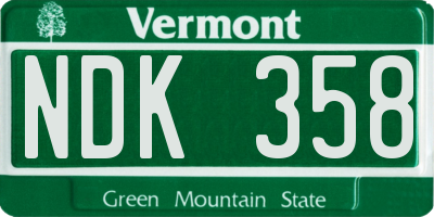 VT license plate NDK358