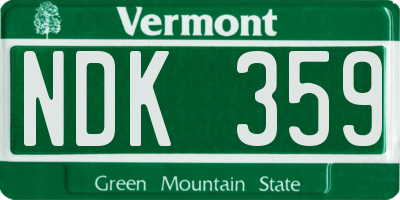 VT license plate NDK359