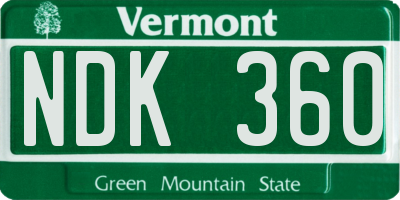 VT license plate NDK360