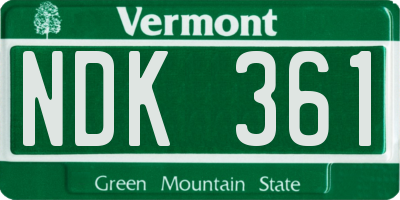 VT license plate NDK361