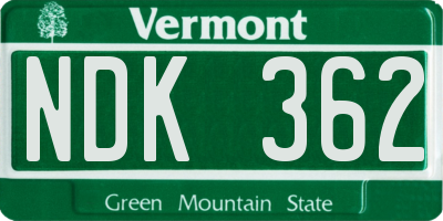 VT license plate NDK362