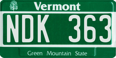 VT license plate NDK363