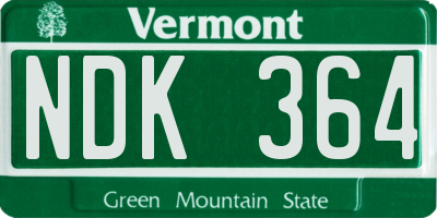 VT license plate NDK364