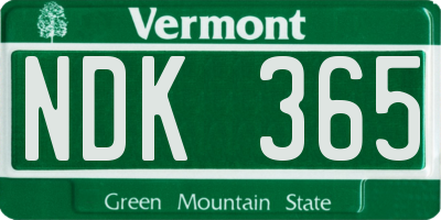 VT license plate NDK365