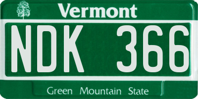 VT license plate NDK366