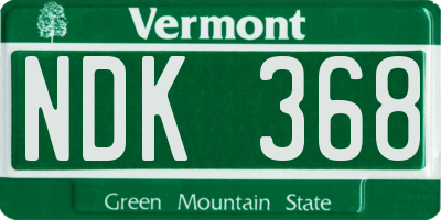 VT license plate NDK368