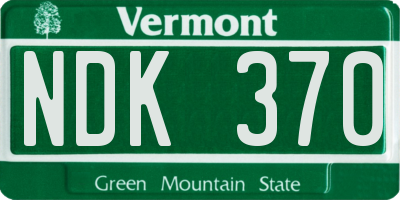 VT license plate NDK370