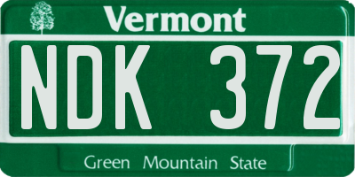 VT license plate NDK372