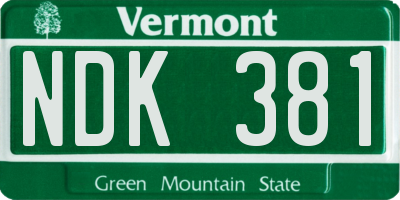 VT license plate NDK381
