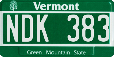 VT license plate NDK383