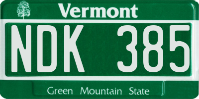 VT license plate NDK385