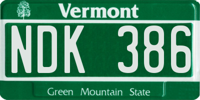 VT license plate NDK386