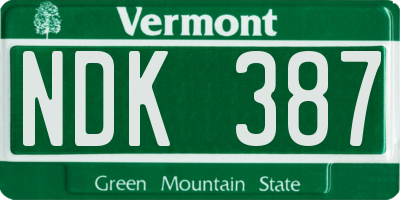 VT license plate NDK387