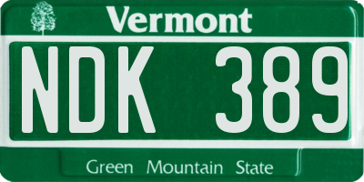 VT license plate NDK389